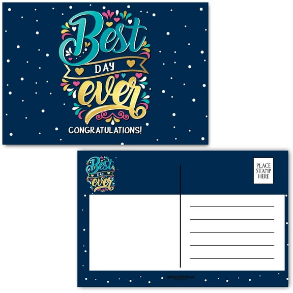 Stonehouse Collection, Best Day Ever Postcards – Navy with White Polka Dots & Fl