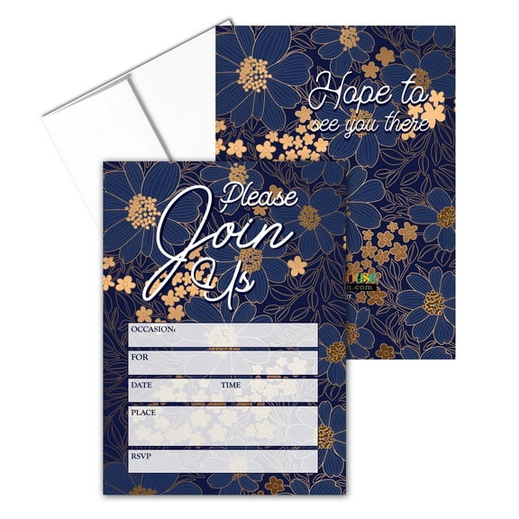 Stonehouse Collection - Blue Hydrangea Party Invitations - Floral Birthday Invit