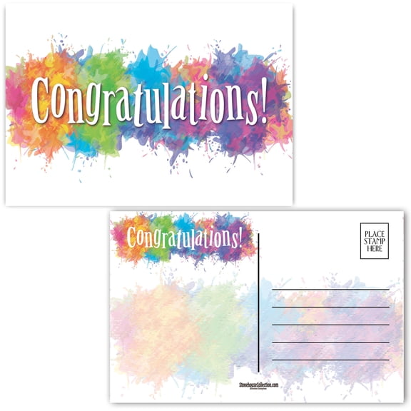 Stonehouse Collection, Congratulations! Postcards – Colorful Watercolor Backgrou