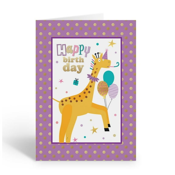 Stonehouse Collection | Cute Giraffe Kids Birthday Card | Single Card with Matching Envelope | Giraffe Designs | Blank Inside (Giraffe)