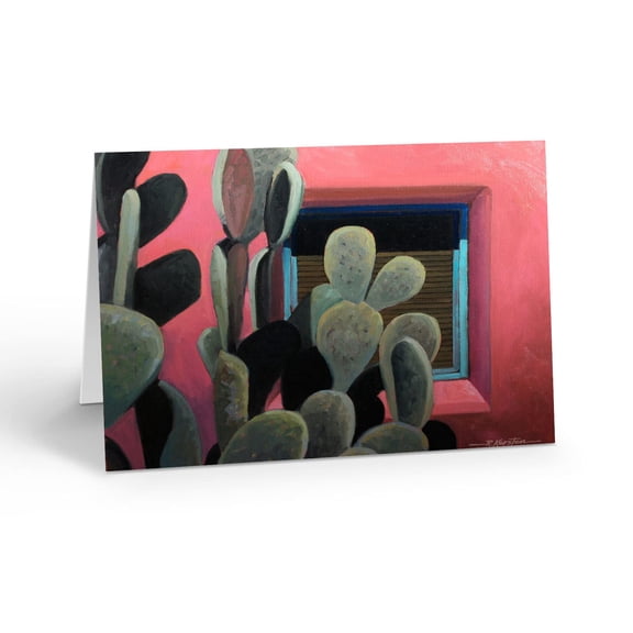 Stonehouse Collection | Desert Prickly Pear Note Card | Southwest Adobe Home | Western Note Card (Southwest Cacti)
