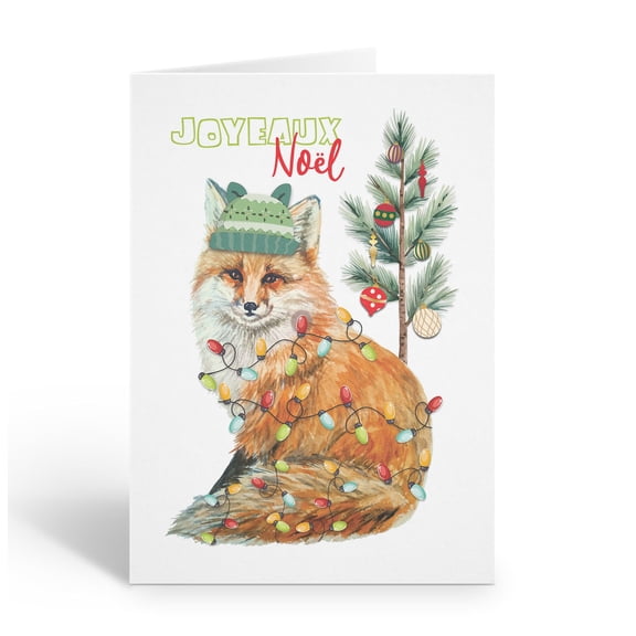 Stonehouse Collection Festive Red Fox Christmas Greeting Cards, Holiday Fox Card, 12 Pack with Envelopes, 6.25 x 4.5  Made in the USA
