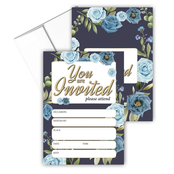 Stonehouse Collection | Floral Party Invitations for Any Occasion | Blue Rose Ga