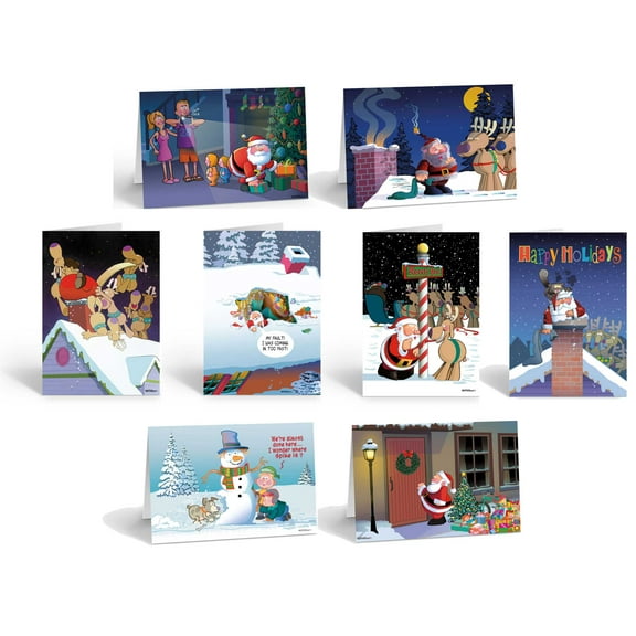 Stonehouse Collection Funny Christmas Card Assorted Box - 8 Humorous Designs, 2