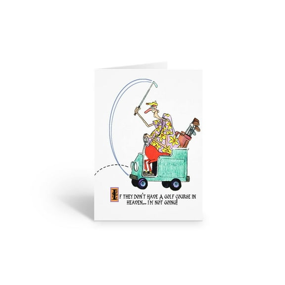 Stonehouse Collection | Funny Golf Note Cards | If They Don't Have A Golf Coars In Heaven... Golf Note Card | 10 Boxed Golfing Cards & Envelopes