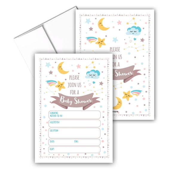 Stonehouse Collection | Generic Baby Shower Invitation Cards|  Nighttime Baby Sh