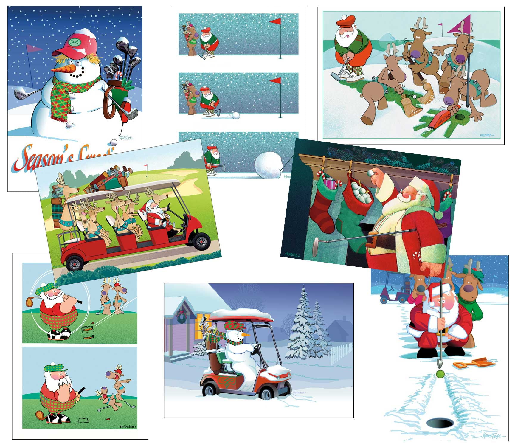 Stonehouse Collection Golf Christmas Card Variety Pack - 24 Golfing Holidays Cards & Envelopes