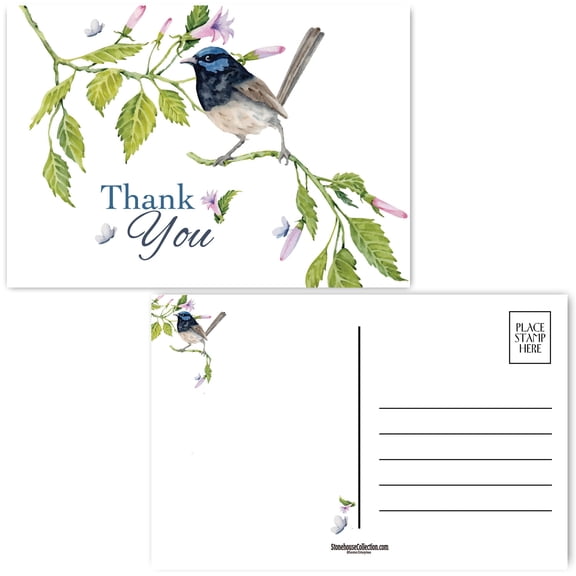 Stonehouse Collection, Gorgeous Blue Bird in a Tree, Watercolor Postcard Pack of