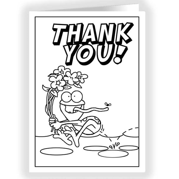 Stonehouse Collection | Kids Color-In Thank You Cards | Cute Frog Design | Fun DIY Cards for Children to Personalize & Color"