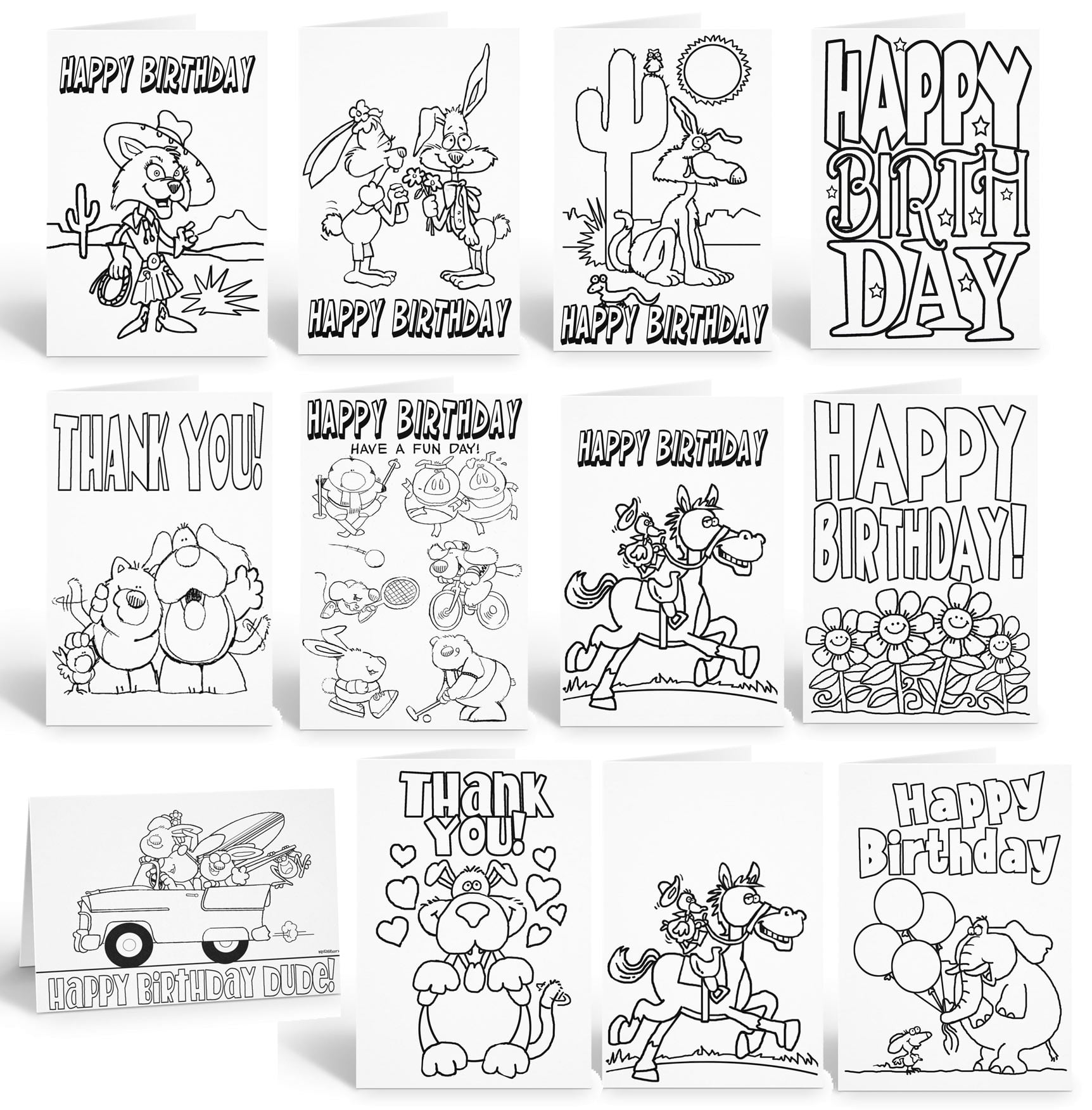 Stonehouse Collection Kids Coloring Greeting Cards, Birthday and Thank You  Pack, - Walmart.com, image size:1724x1752