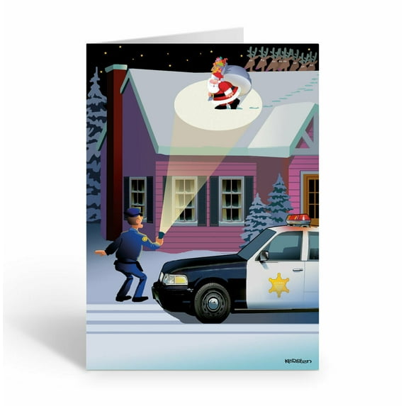 Stonehouse Collection Police Spot Light Security Christmas Card - 50034