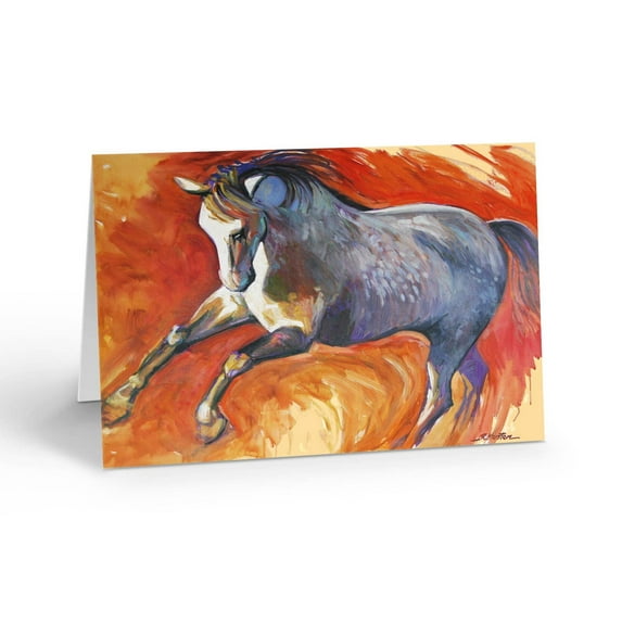 Stonehouse Collection | Rancher Style Note Cards | Southwest | USA Made | Set of 10 Horse Thank You, Blank Note Card (Sunset Horse)