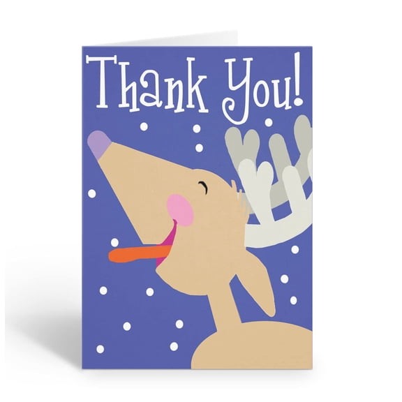 Stonehouse Collection Reindeer & Snow Thank You Note Card - 10 Boxed Cards & Envelopes