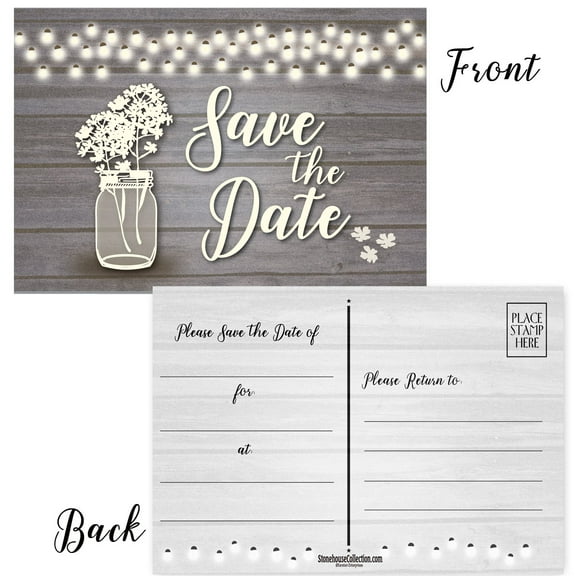 Stonehouse Collection Rustic Wood Save The Date Postcards, 40 Count