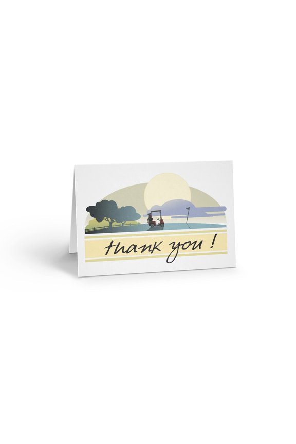 | Simple Elegant Golf Theme Thank You Note Card | 10 Boxed Golf Cards & Envelopes (Standard)