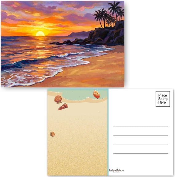 Stonehouse Collection Violet Sunset at the Beach Postcards
