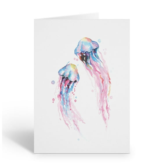 Stonehouse Collection | Watercolor Jellyfish Note Card Set – Elegant Ocean-Inspi