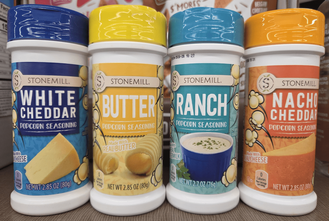 Stonemill Popcorn Seasoning White Cheddar, Butter, Ranch, Nacho Cheddar ...