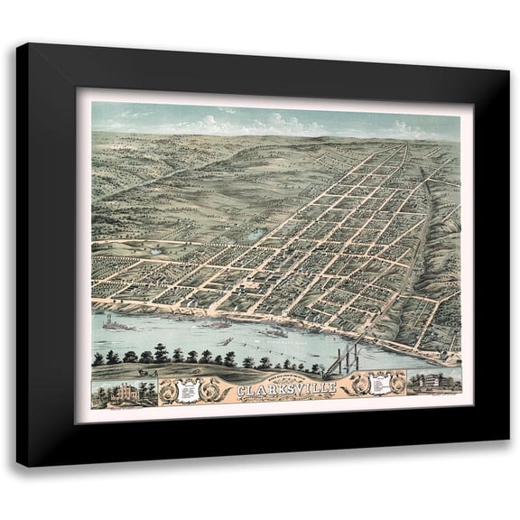 Stoner 13x12 Black Modern Framed Museum Art Print Titled - Clarksville Tennessee - Stoner 1870