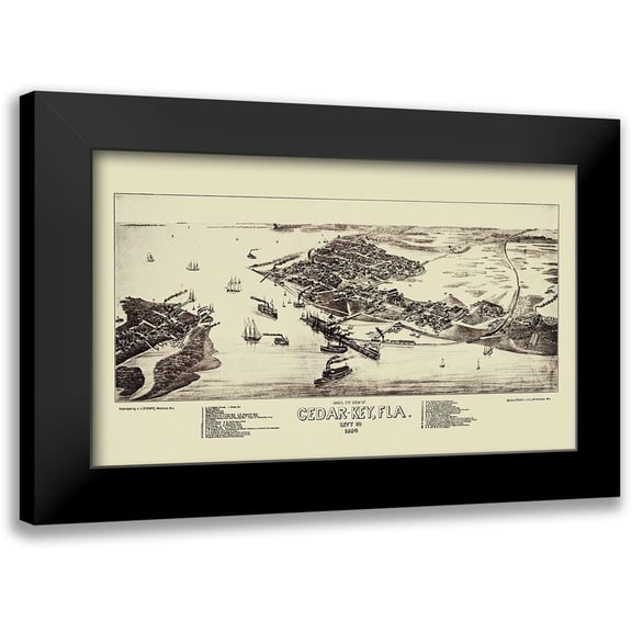 Stoner 14x10 Black Modern Framed Museum Art Print Titled - Cedar Key Florida - Stoner 1884