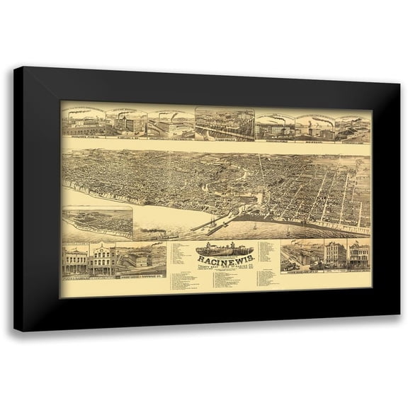 Stoner 14x10 Black Modern Framed Museum Art Print Titled - Racine Wisconsin - Stoner 1883