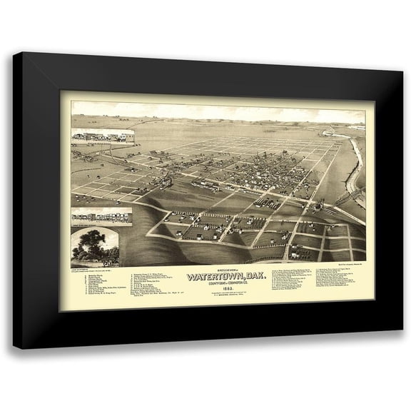 Stoner 14x10 Black Modern Framed Museum Art Print Titled - Watertown South Dakota - Stoner 1883