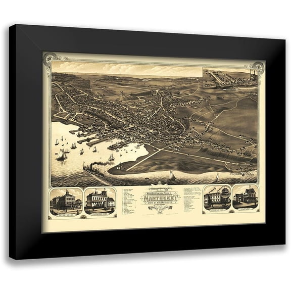 Stoner 14x11 Black Modern Framed Museum Art Print Titled - Nantucket Massachusetts - Stoner 1881