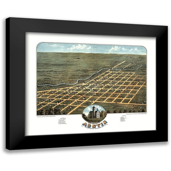 Stoner 14x12 Black Modern Framed Museum Art Print Titled - Austin Minnesota - Stoner 1870