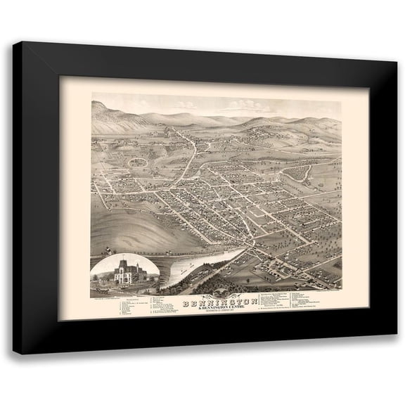 Stoner 14x12 Black Modern Framed Museum Art Print Titled - Bennington Vermont - Stoner 1877