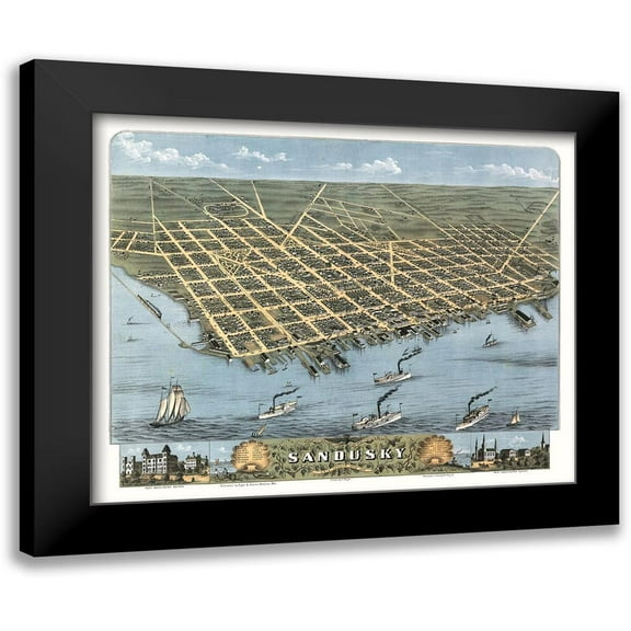 Stoner 14x12 Black Modern Framed Museum Art Print Titled - Sandusky Ohio -Stoner 1870