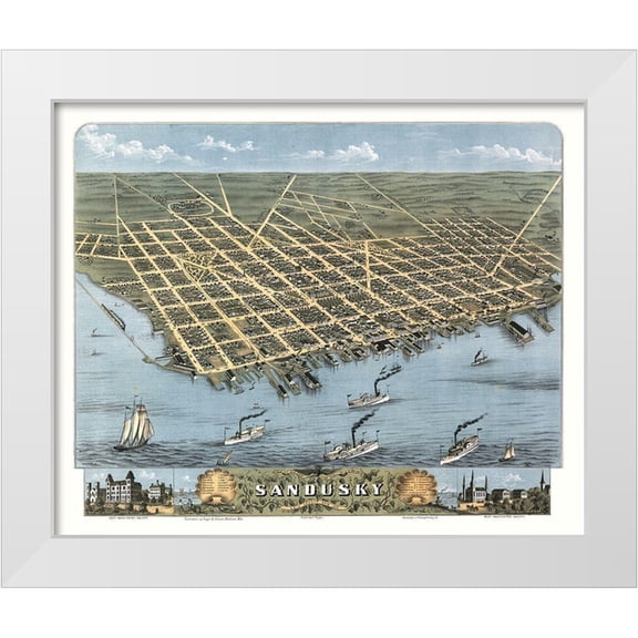 Stoner 14x12 White Modern Wood Framed Museum Art Print Titled - Sandusky Ohio -Stoner 1870