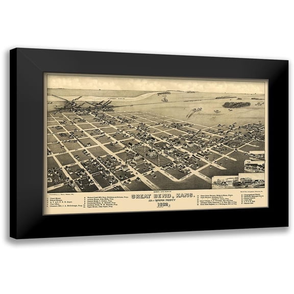Stoner 18x13 Black Modern Framed Museum Art Print Titled - Great Bend Kansas - Stoner 1882