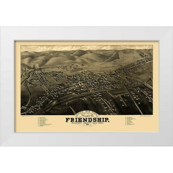 Stoner 18x13 White Modern Wood Framed Museum Art Print Titled - Friendship New York - Stoner 1882