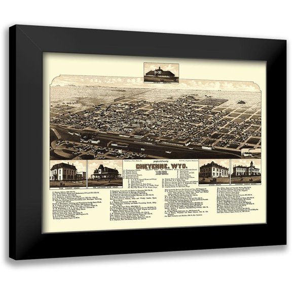 Stoner 18x14 Black Modern Framed Museum Art Print Titled - Cheyenne Wyoming - Stoner 1882