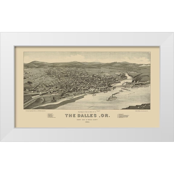 Stoner 24x15 White Modern Wood Framed Museum Art Print Titled - The Dalles Oregon - Stoner 1884