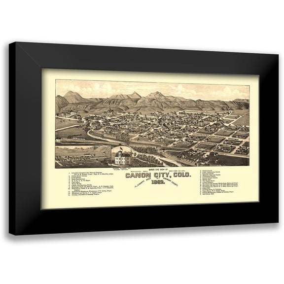 Stoner 24x16 Black Modern Framed Museum Art Print Titled - Canon City Colorado - Stoner 1882
