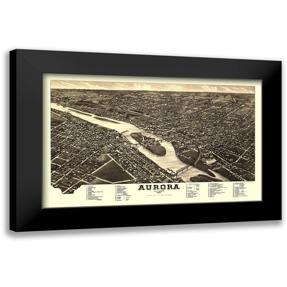 Stoner 24x17 Black Modern Framed Museum Art Print Titled - Aurora Illinois - Stoner 1882
