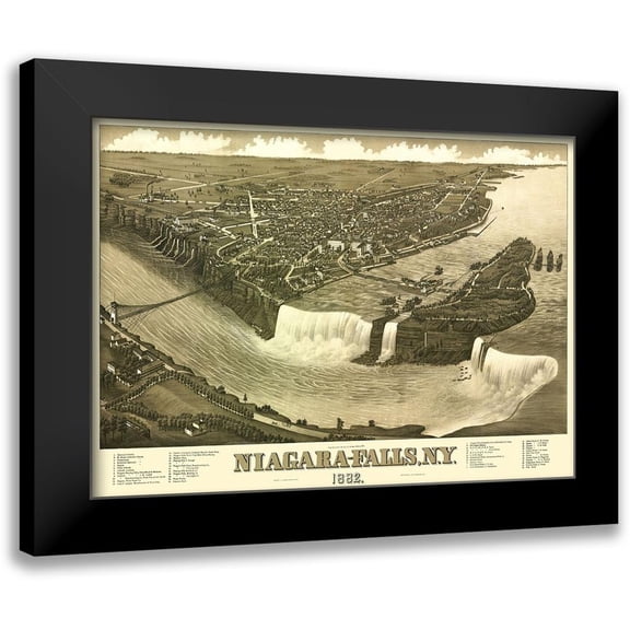 Stoner 24x18 Black Modern Framed Museum Art Print Titled - Niagara Falls New York - Stoner 1882