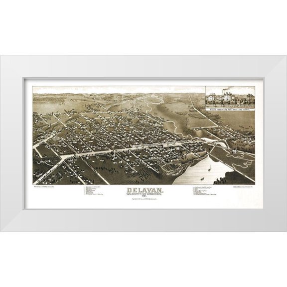 Stoner 32x19 White Modern Wood Framed Museum Art Print Titled - Delavan Wisconsin - Stoner 1884