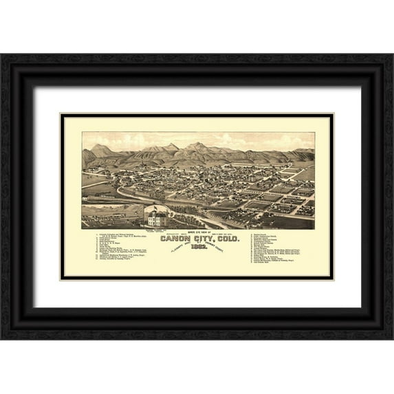 Stoner 32x21 Black Ornate Wood Framed with Double Matting Museum Art Print Titled - Canon City Colorado - Stoner 1882