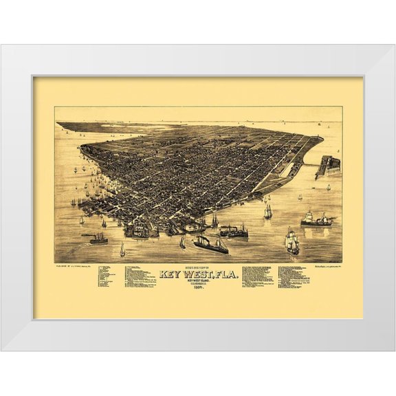 Stoner 32x25 White Modern Wood Framed Museum Art Print Titled - Key West Florida - Stoner 1884