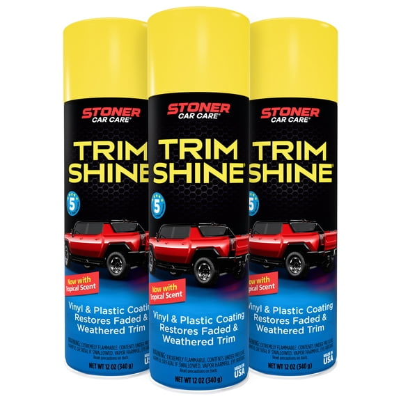 Stoner Car Care 91034-3PK 12-Ounce Trim Shine Protectant Aerosol Restores Dull or Faded Interior and Exterior Plastic Renew Bumpers, Running Boards, and More, Pack of 3