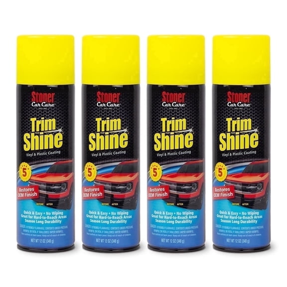 Stoner Car Care 91034-4PK Trim Shine ā Black Trim and Plastic Restorer for Cars ā Vinyl and Plastic Trim Protectant Coating for Interior and Exterior Use ā 12 oz (Pack of 4)