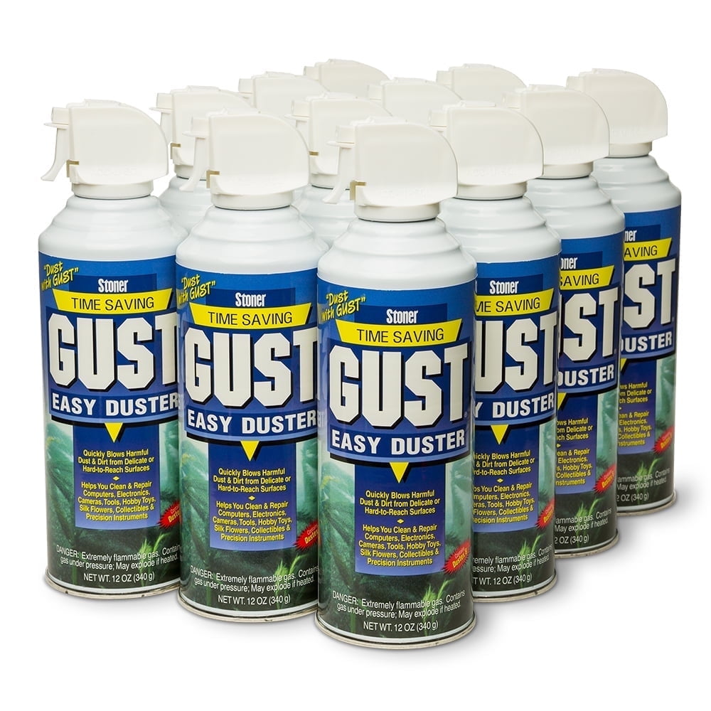 Stoner Car Care 94203-12PK 12-Ounce GUST Easy Air Duster Canned Air Quickly Cleans Delicate or Hard to Reach Surfaces Clean Your Keyboard, Electronics, Silk Flowers, and More, Pack of 12