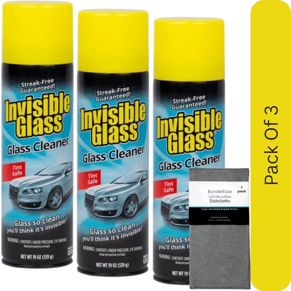 Stoner Invisible Glass 19 oz Automotive Streak-Free Cleaner with Microfiber Solid Color Towel by BundleEase