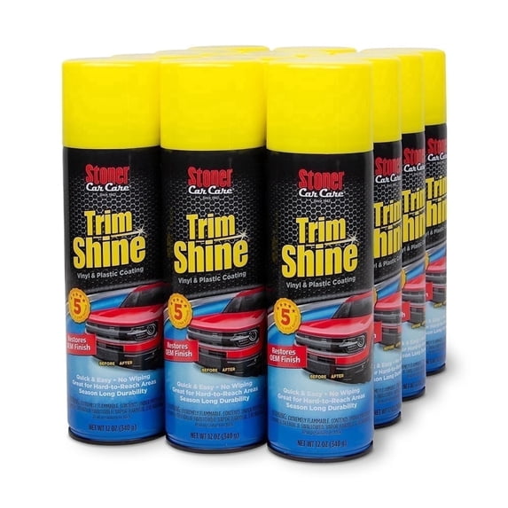 Stoner Car Care 91034-12PK Trim Shine – Black Trim and Plastic Restorer for Cars – Vinyl and Plastic Trim Protectant Coating for Interior and Exterior Use – Fast-Drying No Sling – 12 oz (Pack of 12)