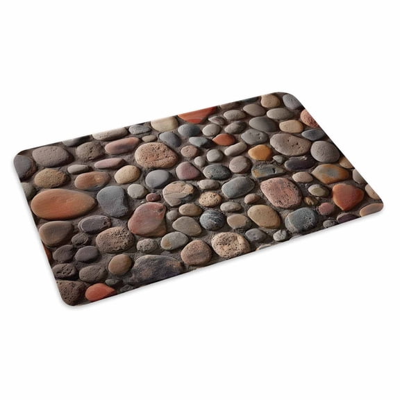 Stones Doormat Abstract Multi Colored Cobblestones Stones Photo Non Slip Low Profile Rubber Door Mat Washable Absorbent Indoor Front Door Mat Entryway Rug Entrance Carpet 16x24 Inch