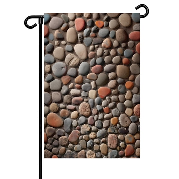 Stones Garden Flag 12x18 Inch Abstract Multi Colored Cobblestones Stones Photo Double Sided Small Decorative Garden Flags for Outside, Outdoor Yard Porch Lawn Decoration