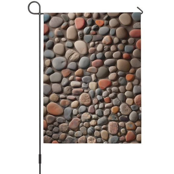 Stones Garden Flags For Outdoor, Abstract Multi Colored Cobblestones Stones Photo Small Double Side Yard Flags Weather Proof Garden Decor for Lawn Outside Holiday 12 x 18 Inches