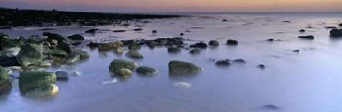 Stones In Frozen Water Flamborough Yorkshire England United Kingdom Canvas Art - Panoramic Images (18 x 6)